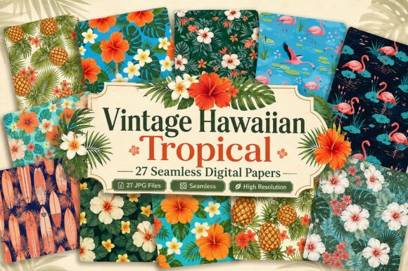 Download Vintage Hawaiian Tropical Paper Pack - Hawaii Collection