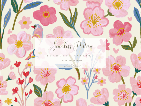 Download Seamless Pink Cherry Blossom Floral Pattern PNG - Premium Resources