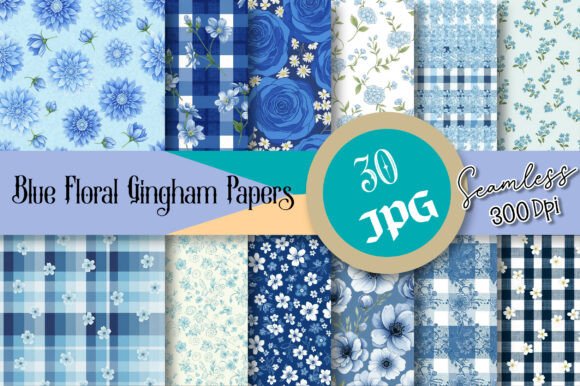 Download Blue Floral Gingham Seamless Papers - Seamless papers Collection
