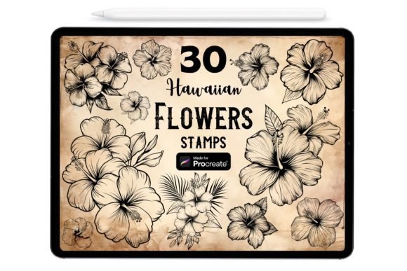 Download 30 Hawaiian Flowers Procreate Brushes - Hawaii Collection